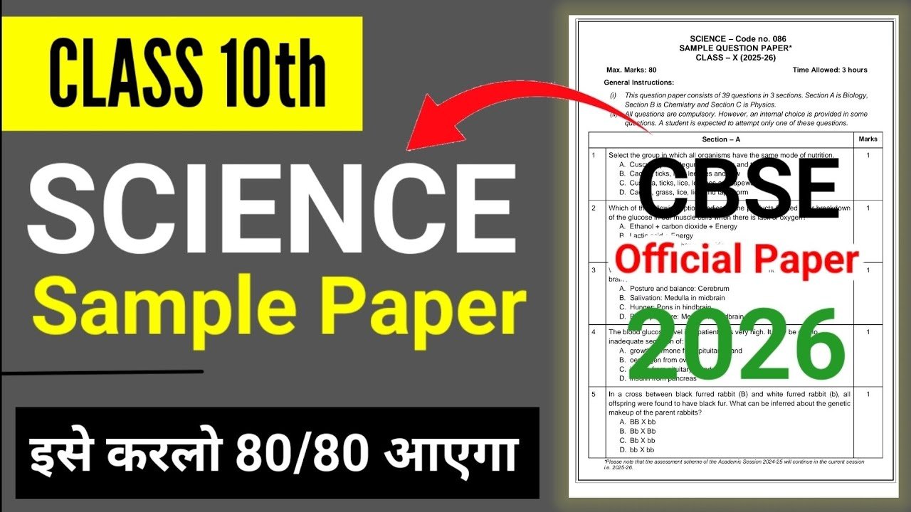 CBSE Class 10 Science Sample Paper 2025-26